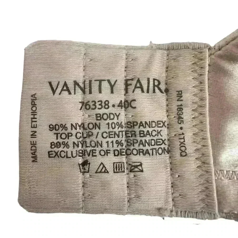 Vanity Fair Bra 40C Illumination Full Coverage Underwire Tan Nude Satin‎ 76338 - Picture 10 of 10